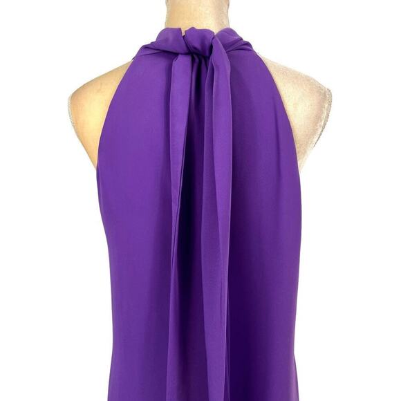 Mango Halter Neck Bow Dress Size 12 Purple Mini Cocktail Party Office Career - Picture 8 of 13
